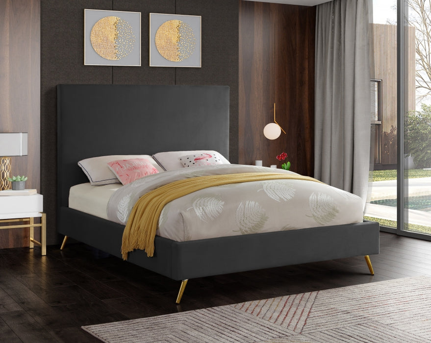 Jasmine Velvet King Bed Grey - JasmineGrey-K