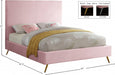 Jasmine Velvet King Bed Pink - JasminePink-K