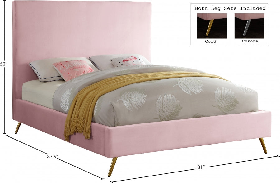 Jasmine Velvet King Bed Pink - JasminePink-K