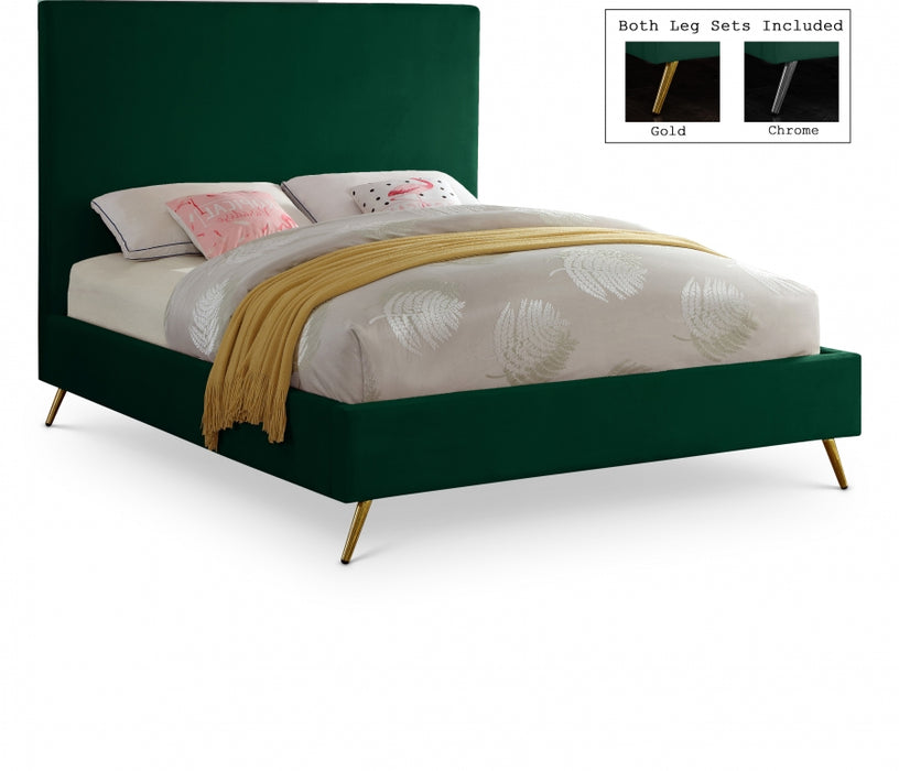 Jasmine Velvet Queen Bed Green - JasmineGreen-Q