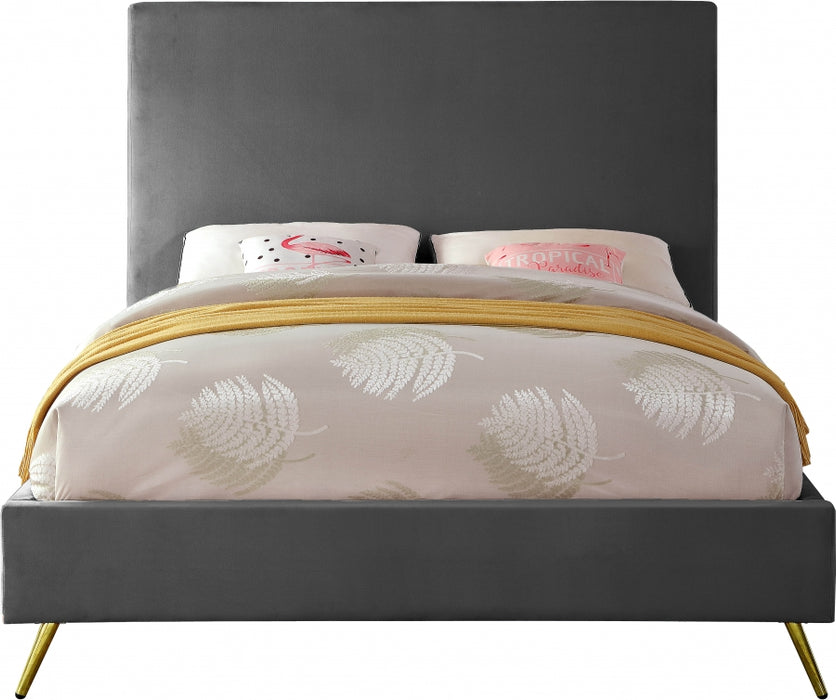 Jasmine Velvet Queen Bed Grey - JasmineGrey-Q