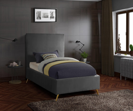 Jasmine Velvet Twin Bed Grey - JasmineGrey-T