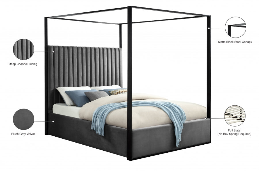 Jax Velvet Queen Bed Grey - JaxGrey-Q