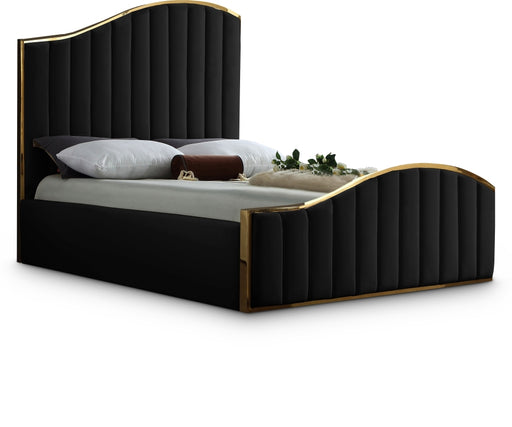 Jolie Velvet King Bed (3 Boxes) Black - JolieBlack-K