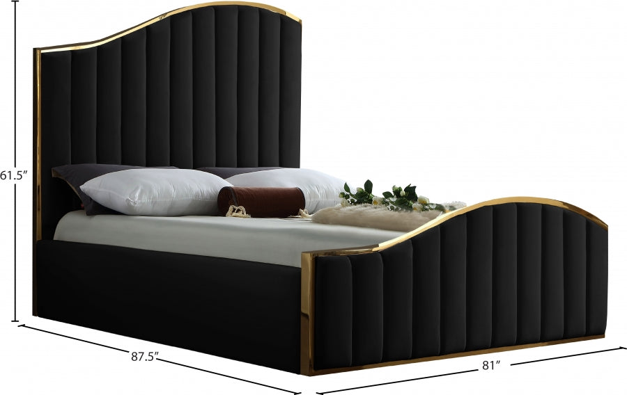 Jolie Velvet King Bed (3 Boxes) Black - JolieBlack-K