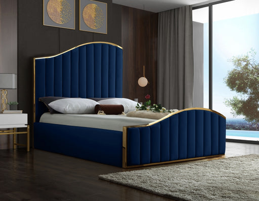 Jolie Velvet King Bed (3 Boxes) Blue - JolieNavy-K