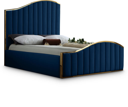 Jolie Velvet King Bed (3 Boxes) Blue - JolieNavy-K