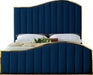 Jolie Velvet King Bed (3 Boxes) Blue - JolieNavy-K