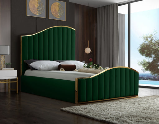 Jolie Velvet King Bed (3 Boxes) Green - JolieGreen-K