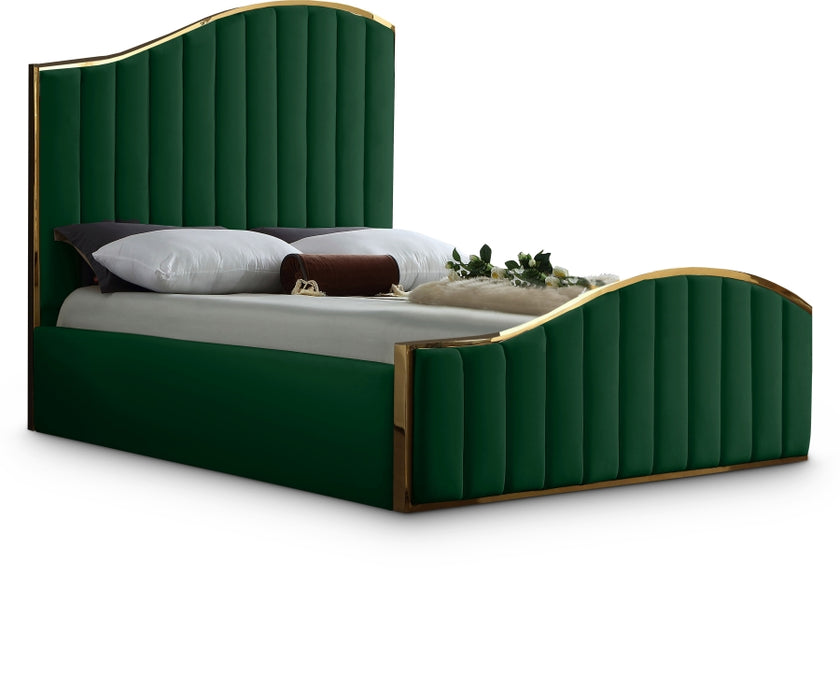 Jolie Velvet King Bed (3 Boxes) Green - JolieGreen-K