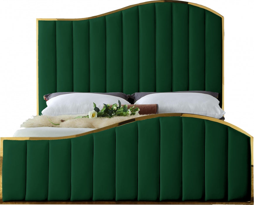 Jolie Velvet King Bed (3 Boxes) Green - JolieGreen-K