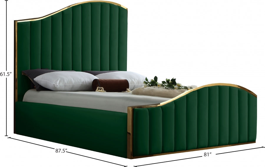 Jolie Velvet King Bed (3 Boxes) Green - JolieGreen-K