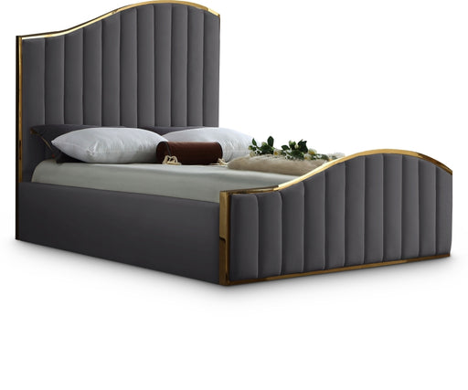 Jolie Velvet King Bed (3 Boxes) Grey - JolieGrey-K