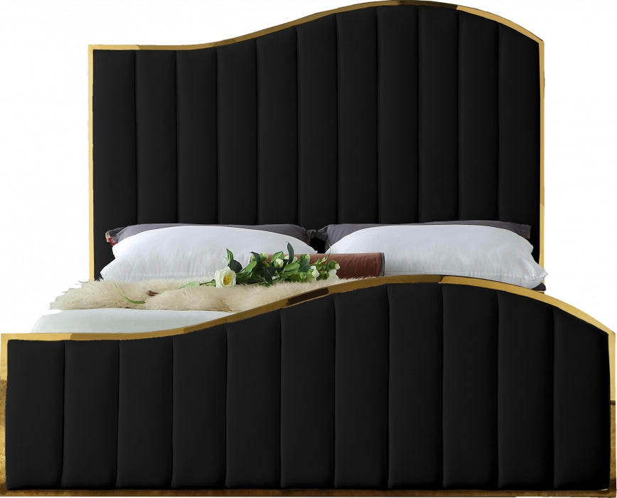 Jolie Velvet Queen Bed (3 Boxes) Black - JolieBlack-Q