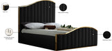 Jolie Velvet Queen Bed (3 Boxes) Black - JolieBlack-Q