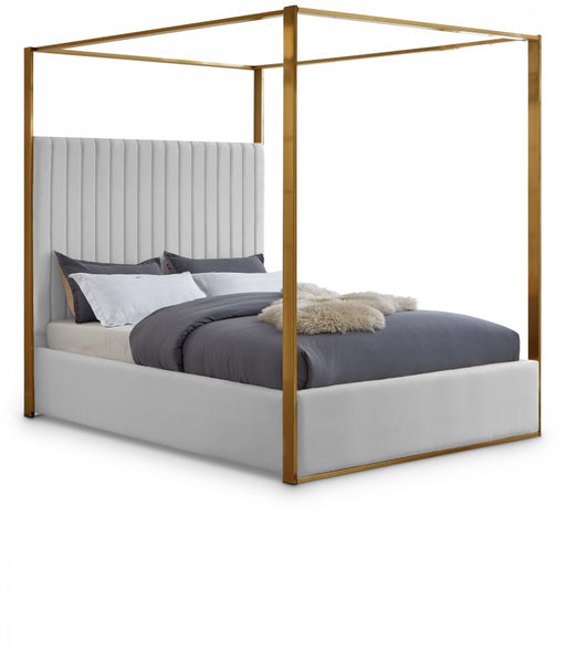 Jones Vegan Leather Queen Bed White - JonesWhite-Q