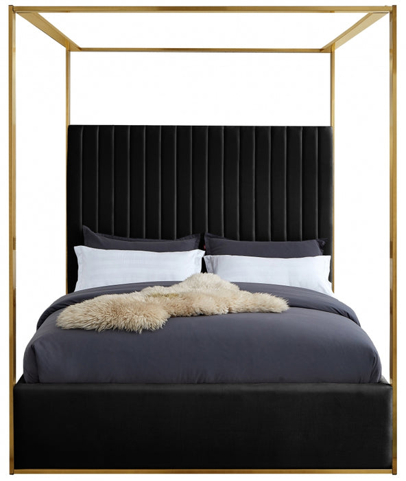 Jones Velvet King Bed Black - JonesBlack-K