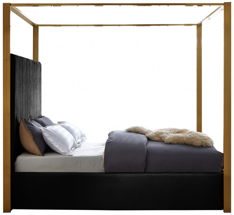 Jones Velvet King Bed Black - JonesBlack-K