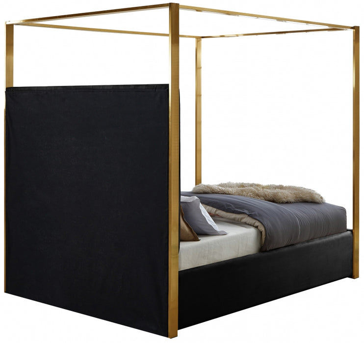 Jones Velvet King Bed Black - JonesBlack-K