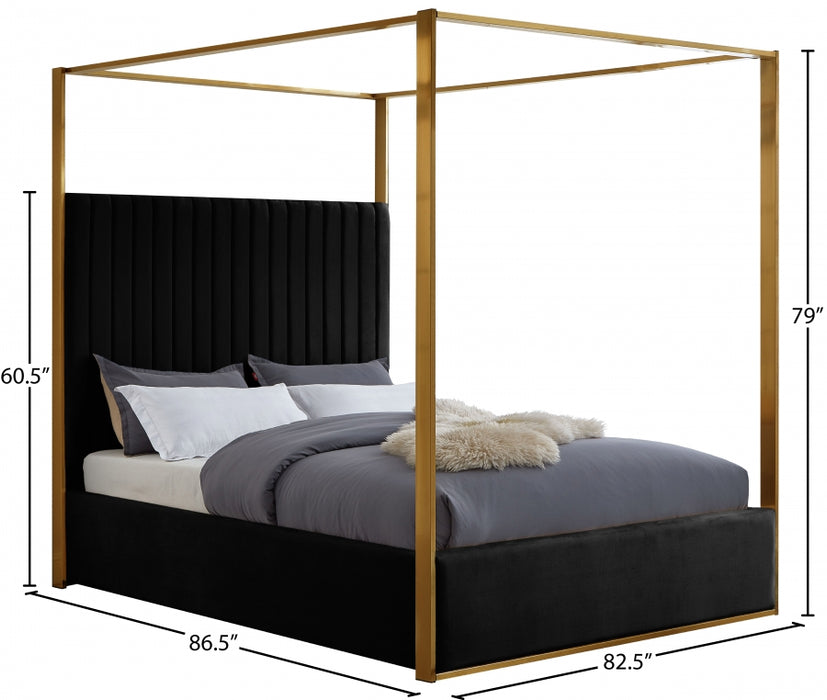 Jones Velvet King Bed Black - JonesBlack-K