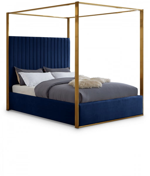 Jones Velvet King Bed Blue - JonesNavy-K