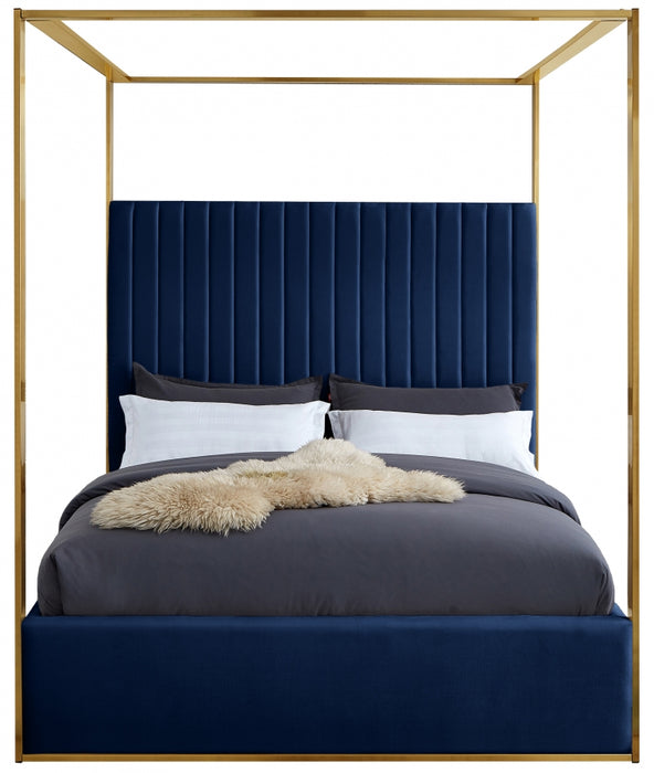 Jones Velvet King Bed Blue - JonesNavy-K