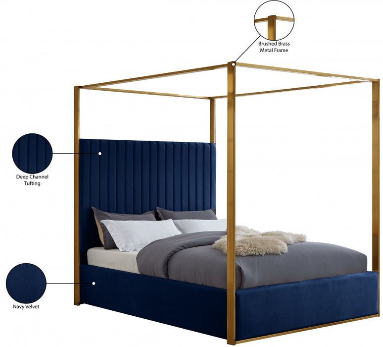 Jones Velvet King Bed Blue - JonesNavy-K