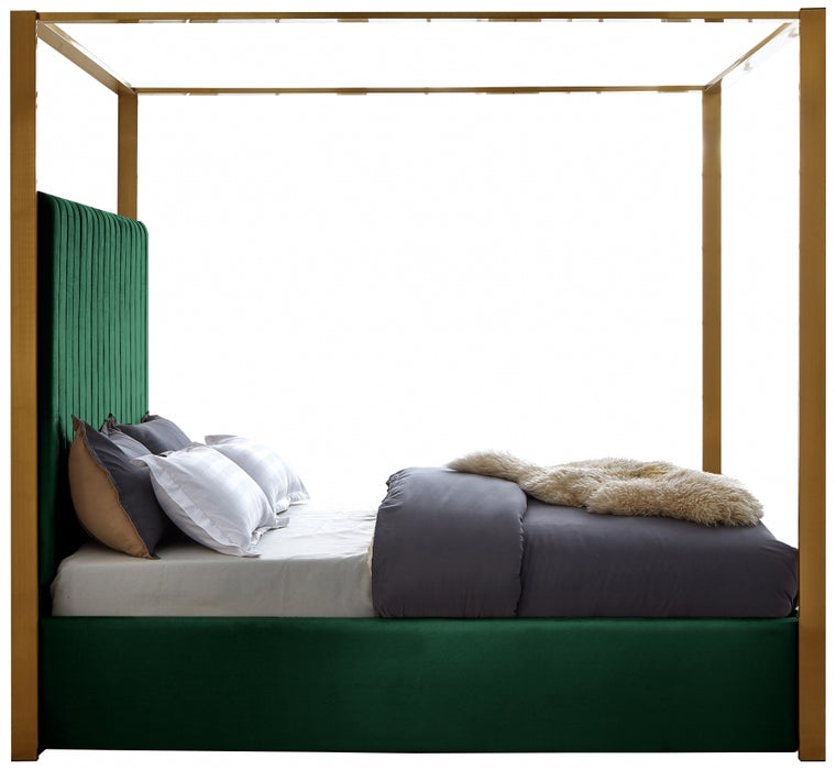 Jones Velvet King Bed Green - JonesGreen-K