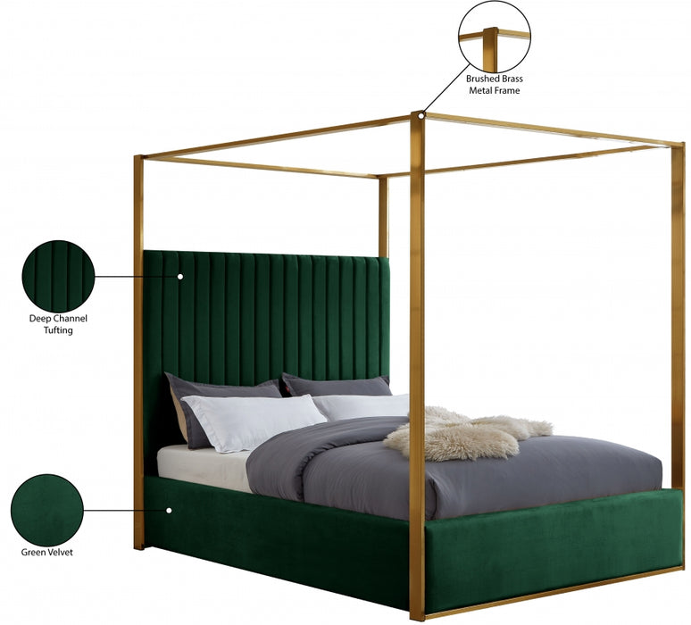 Jones Velvet King Bed Green - JonesGreen-K