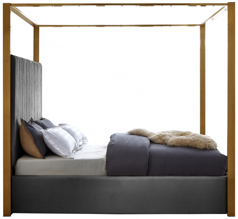 Jones Velvet King Bed Grey - JonesGrey-K