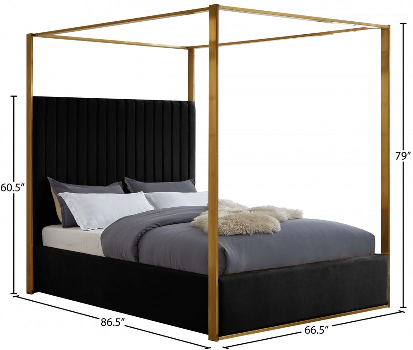 Jones Velvet Queen Bed Black - JonesBlack-Q