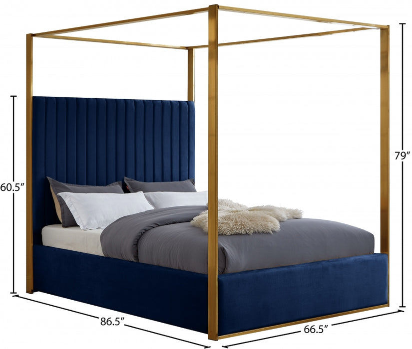 Jones Velvet Queen Bed Blue - JonesNavy-Q