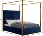 Jones Velvet Queen Bed Blue - JonesNavy-Q