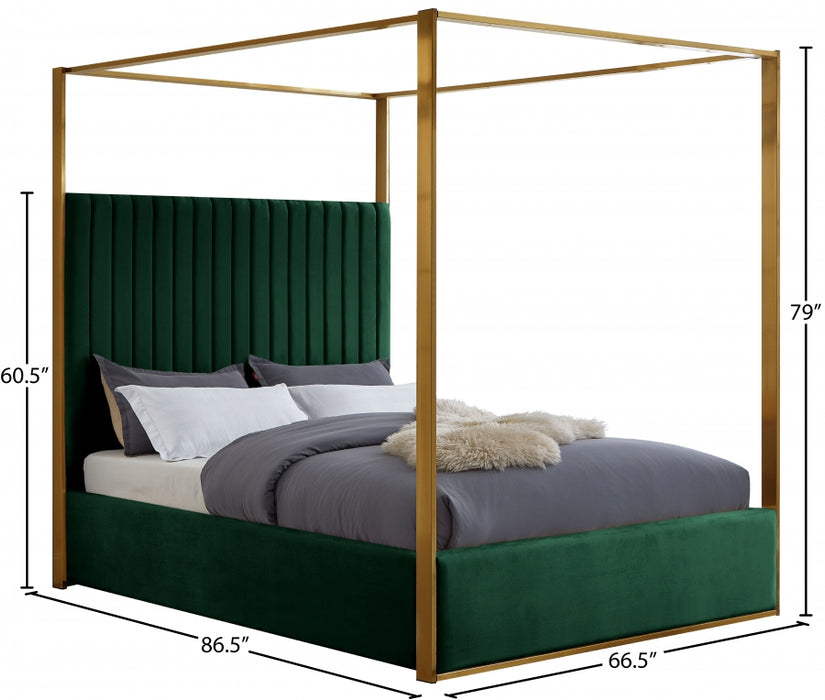 Jones Velvet Queen Bed Green - JonesGreen-Q