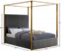 Jones Velvet Queen Bed Grey - JonesGrey-Q