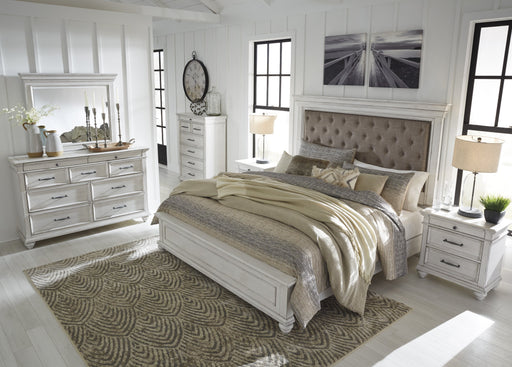 Kanwyn Whitewash Upholstered Panel Bedroom Set - Gate Furniture