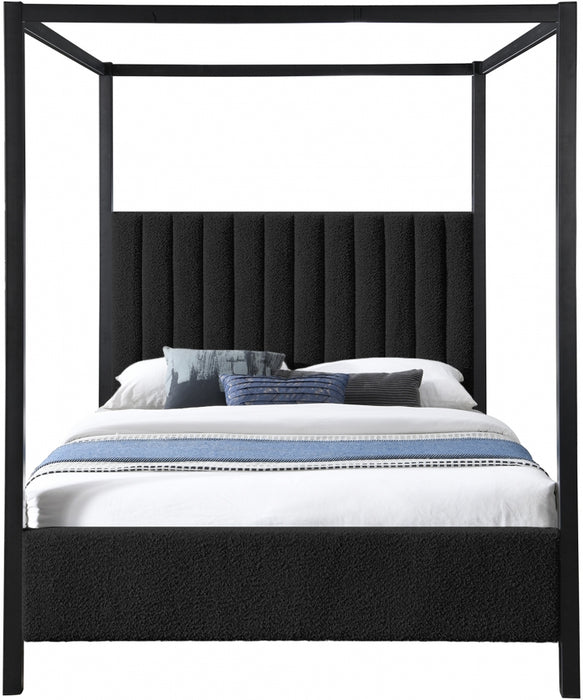 Kelly Boucle Fabric King Bed (3 Boxes) Black - KellyBlack-K