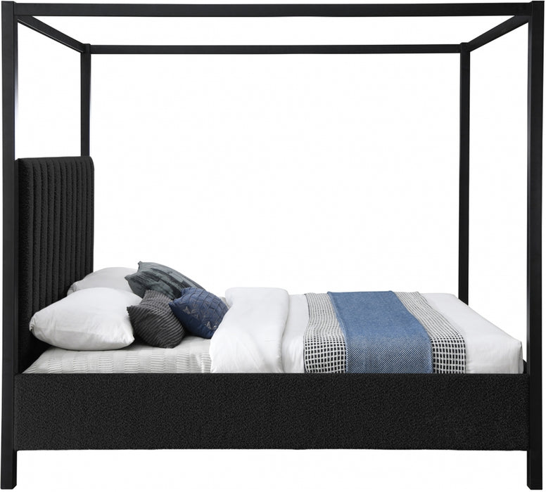 Kelly Boucle Fabric King Bed (3 Boxes) Black - KellyBlack-K