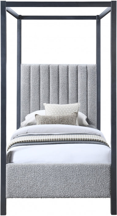 Kelly Boucle Fabric Twin Bed (3 Boxes) Grey - KellyGrey-T