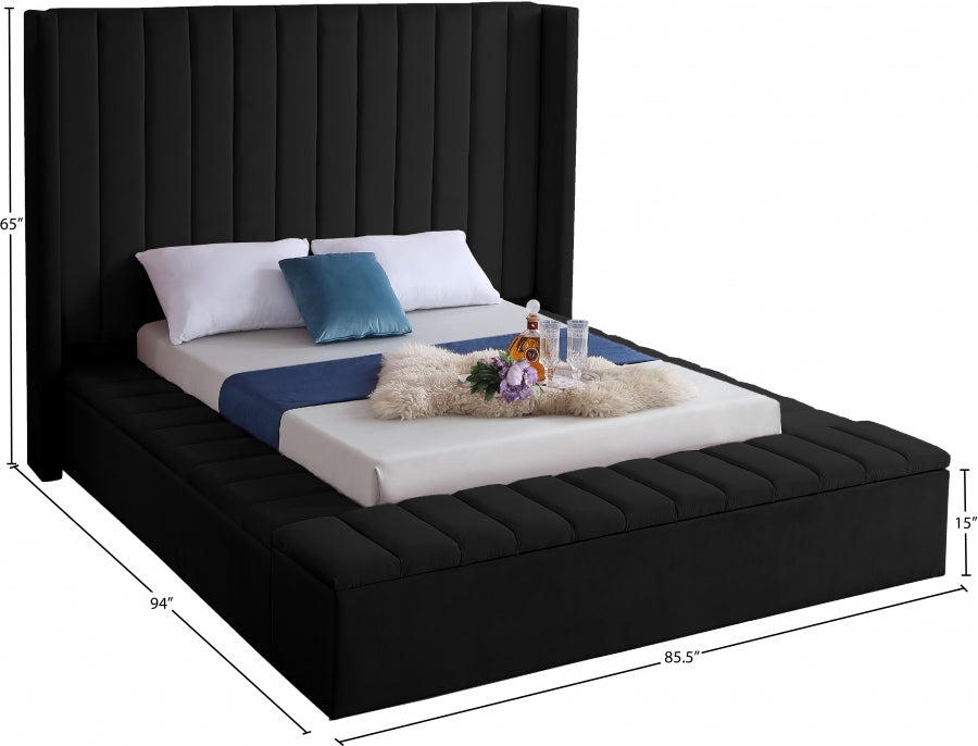 Kiki Velvet Full Bed (3 Boxes) Black - KikiBlack-F