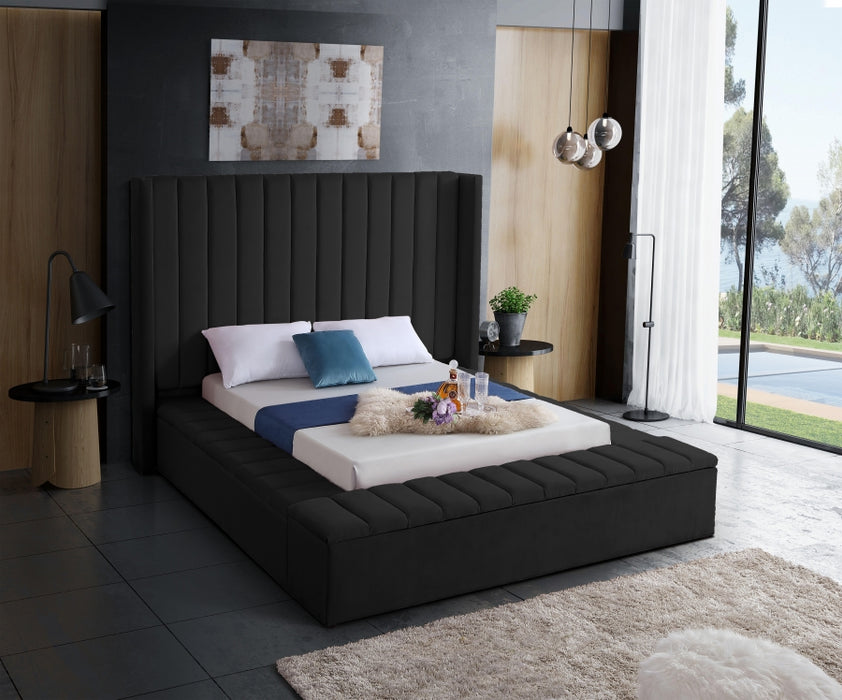 Kiki Velvet Full Bed (3 Boxes) Black - KikiBlack-F