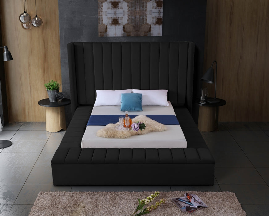 Kiki Velvet Full Bed (3 Boxes) Black - KikiBlack-F