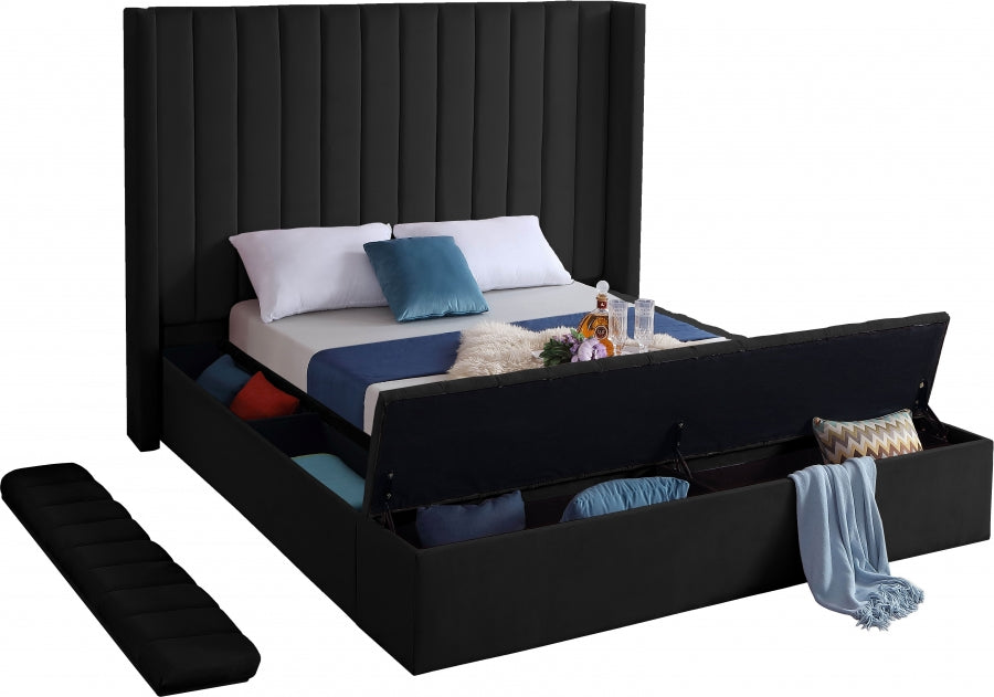 Kiki Velvet Full Bed (3 Boxes) Black - KikiBlack-F