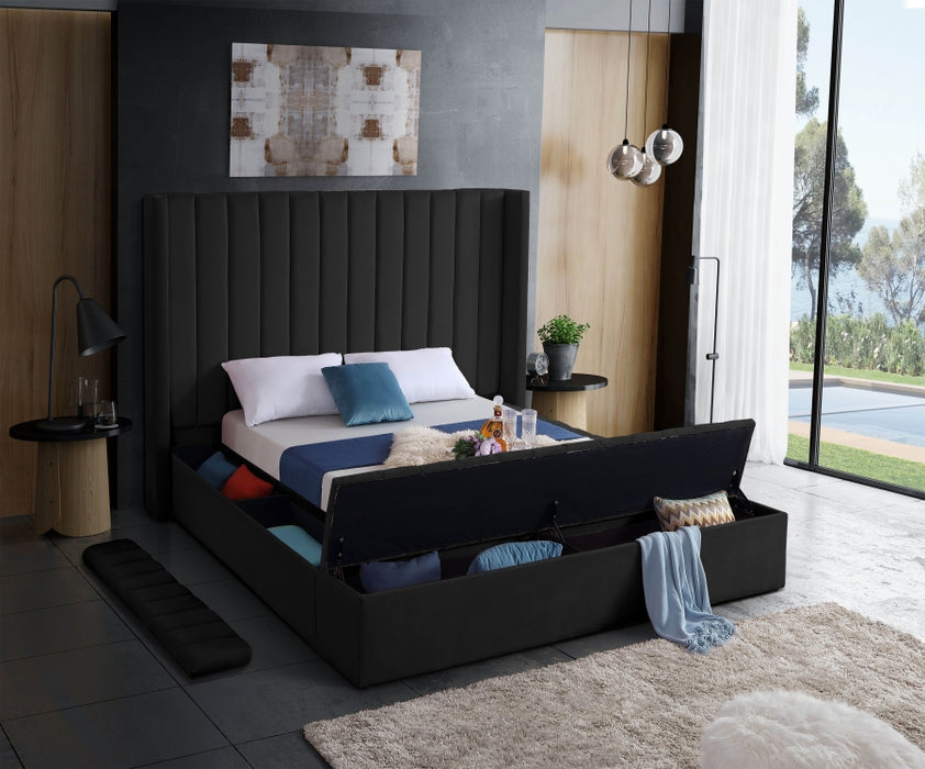 Kiki Velvet Full Bed (3 Boxes) Black - KikiBlack-F