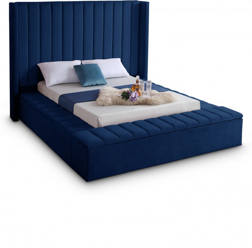 Kiki Velvet Full Bed (3 Boxes) Blue - KikiNavy-F