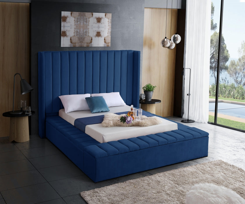 Kiki Velvet Full Bed (3 Boxes) Blue - KikiNavy-F