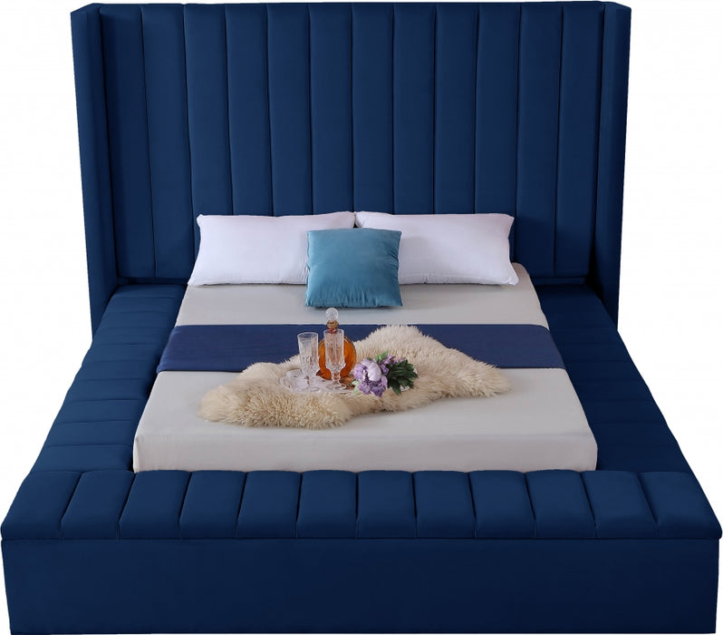 Kiki Velvet Full Bed (3 Boxes) Blue - KikiNavy-F