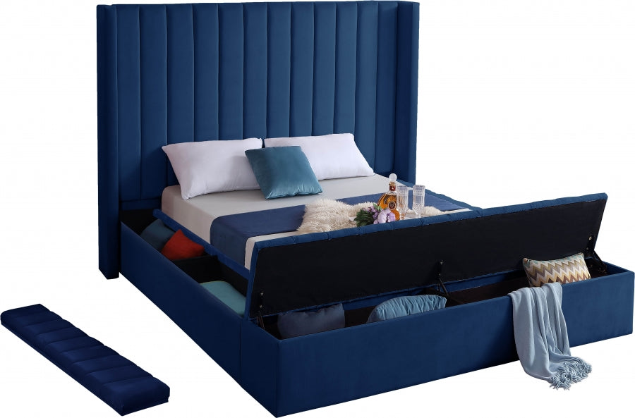 Kiki Velvet Full Bed (3 Boxes) Blue - KikiNavy-F