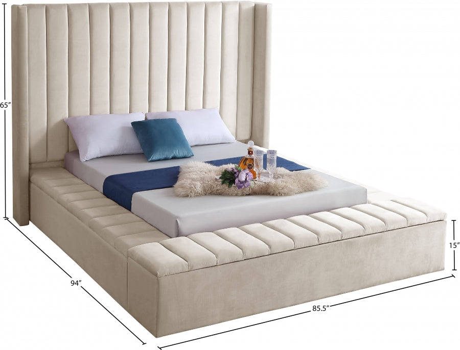 Kiki Velvet Full Bed (3 Boxes) Cream - KikiCream-F