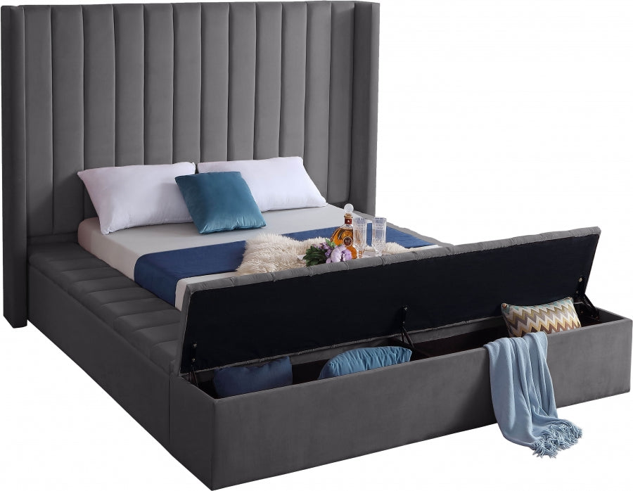 Kiki Velvet Full Bed (3 Boxes) Grey - KikiGrey-F